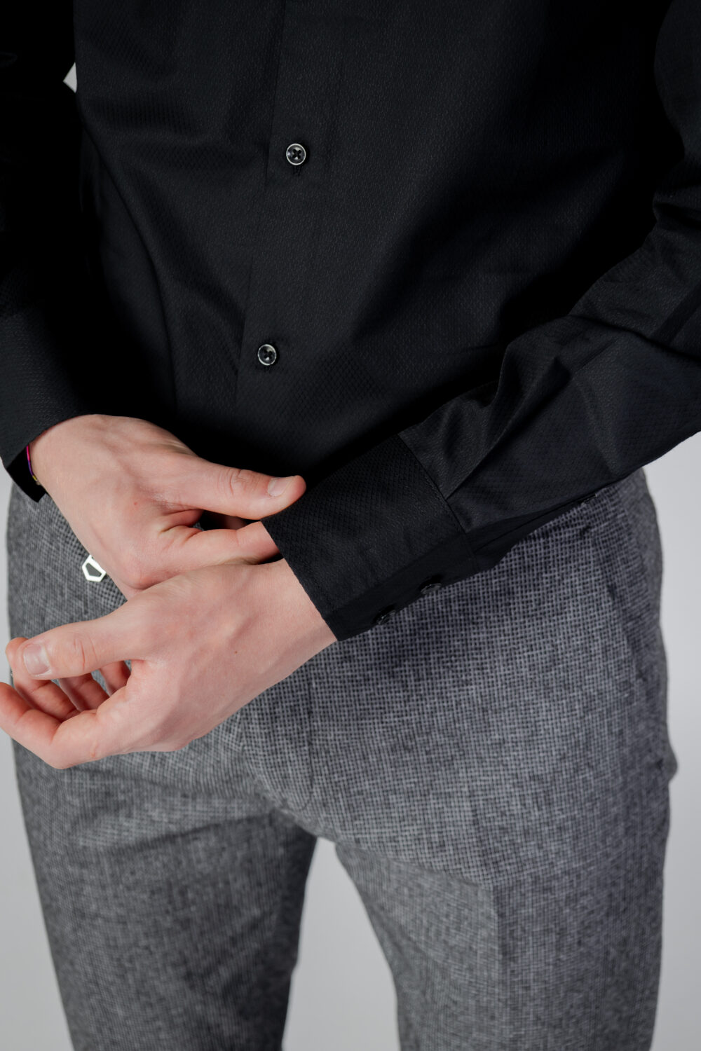 Camicia manica lunga Antony Morato napoli slim fit in tessuto Nero - Foto 6