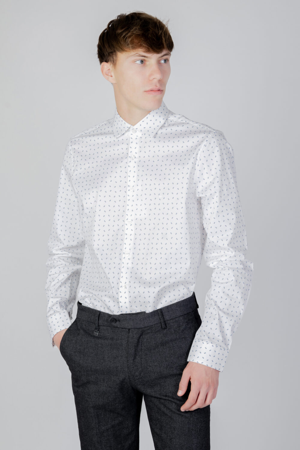 Camicia manica lunga Calvin Klein twill 2 color print Bianco - Foto 1