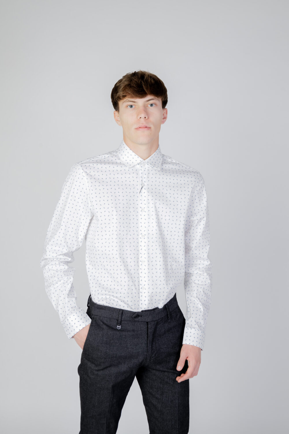 Camicia manica lunga Calvin Klein twill 2 color print Bianco - Foto 5