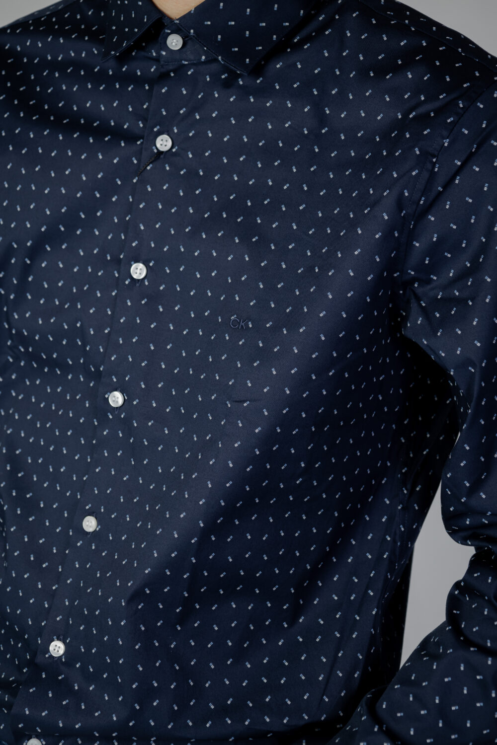 Camicia manica lunga Calvin Klein twill 2 color print Blu - Foto 5