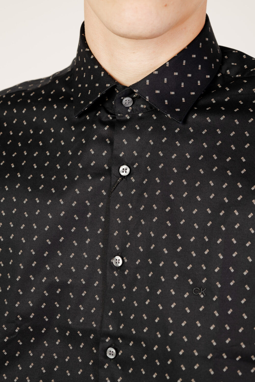Camicia manica lunga Calvin Klein twill 2 color print Nero - Foto 2