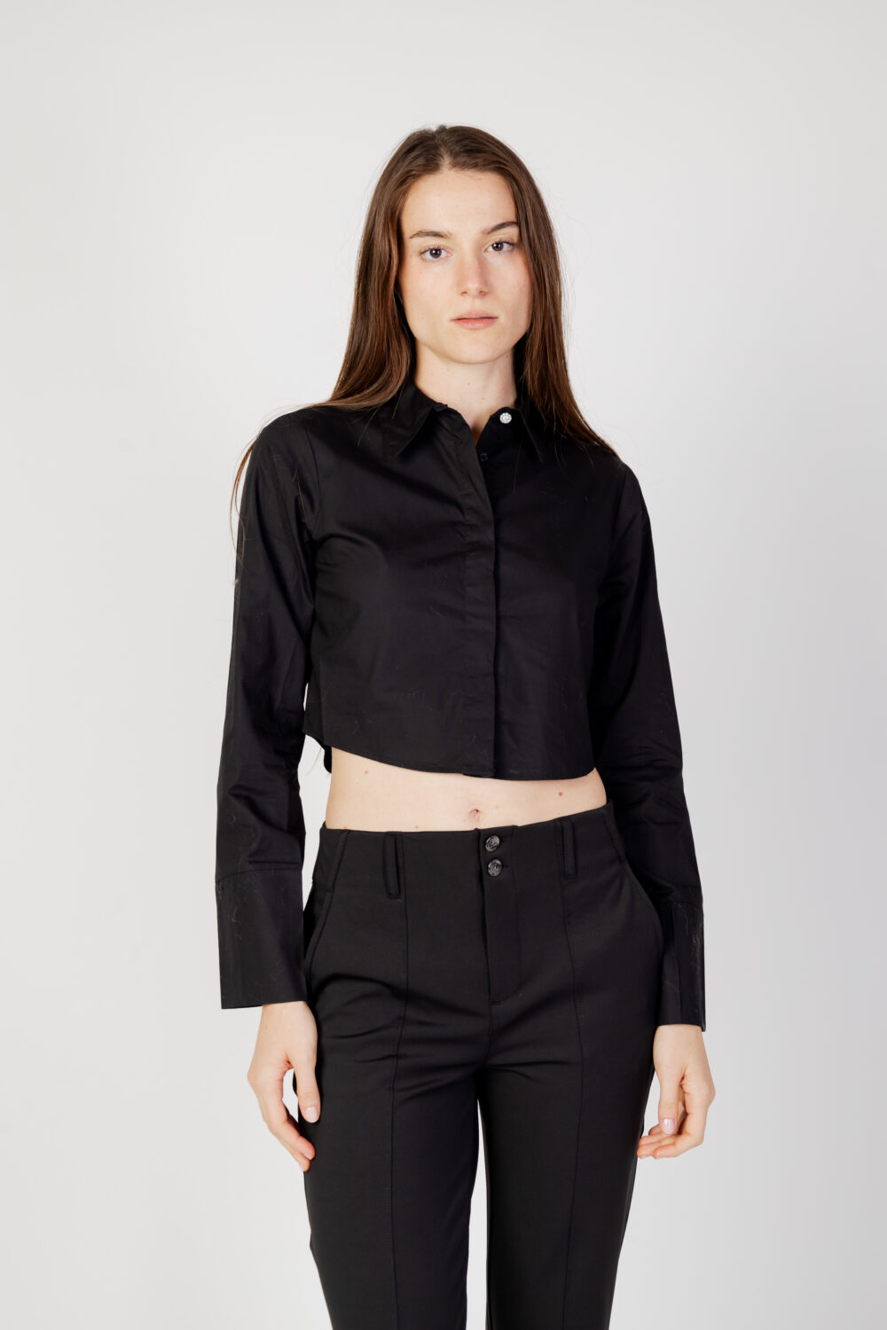 Camicia manica lunga Only onlnita cropped simili button shirt wvn Nero - Foto 7