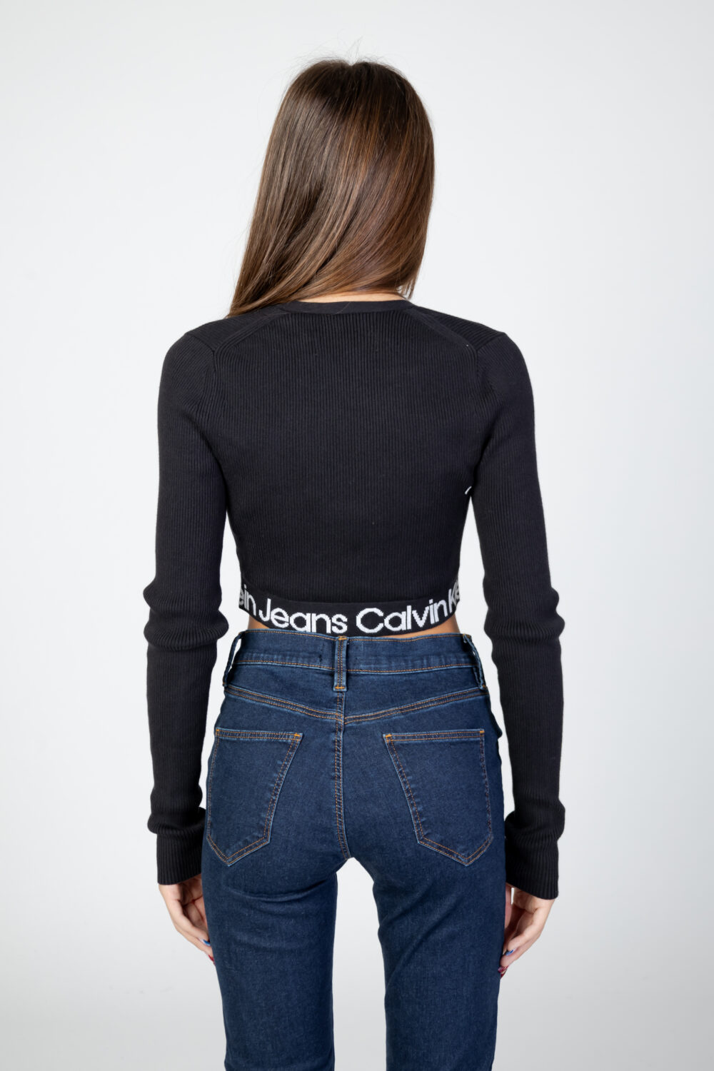 Cardigan Calvin Klein Jeans logo intarsia sweate Nero - Foto 6