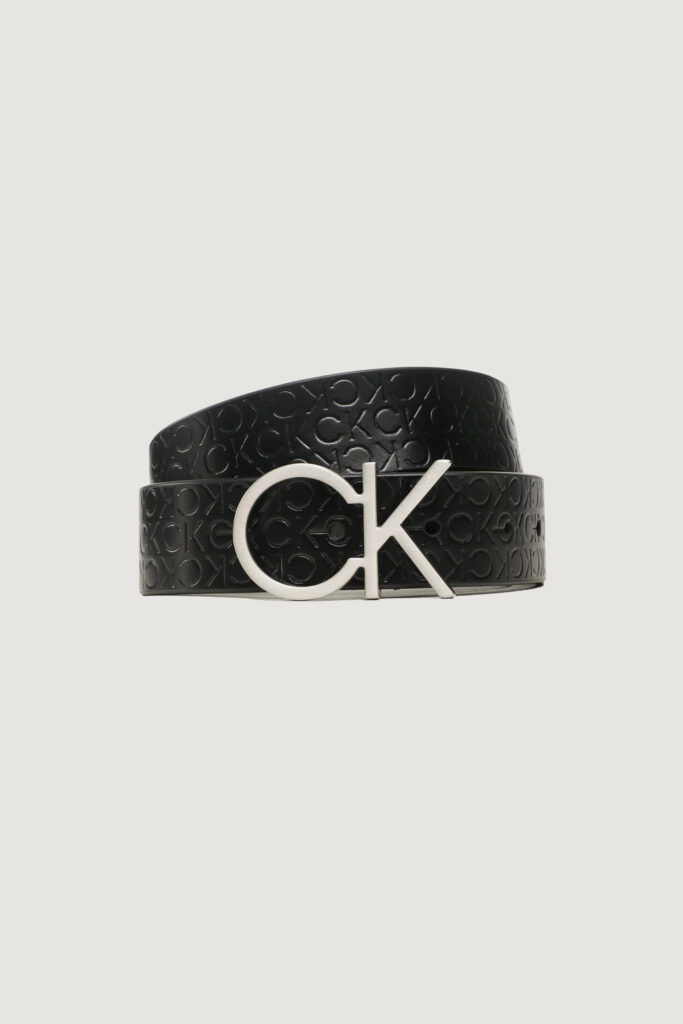 Cinta Calvin Klein re-lock ck logo belt 30mm Nero