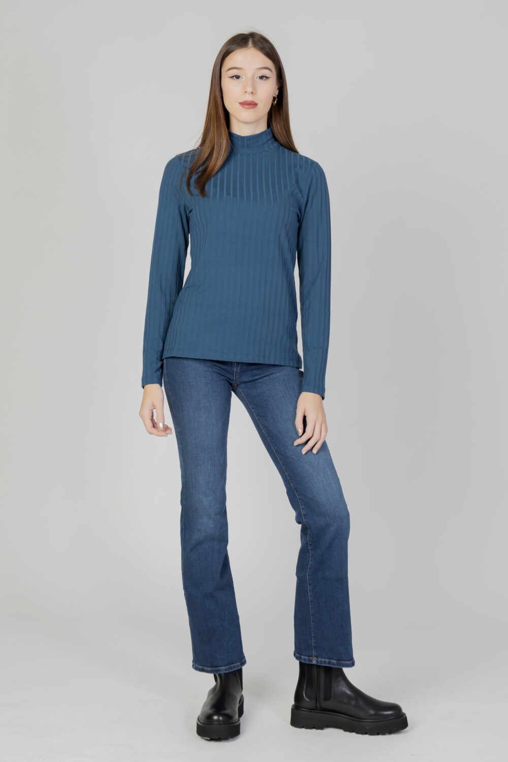 Dolcevita Street One turtle neck rib Petrolio - Foto 5