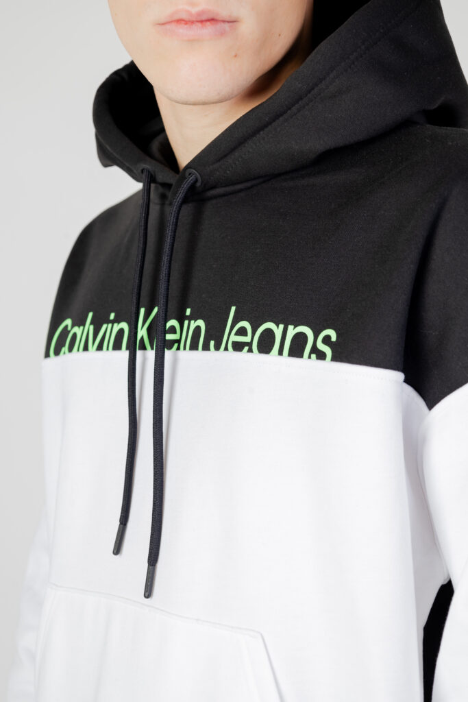 Felpa con cappuccio Calvin Klein Jeans institutional colorblock hoodie Bianco