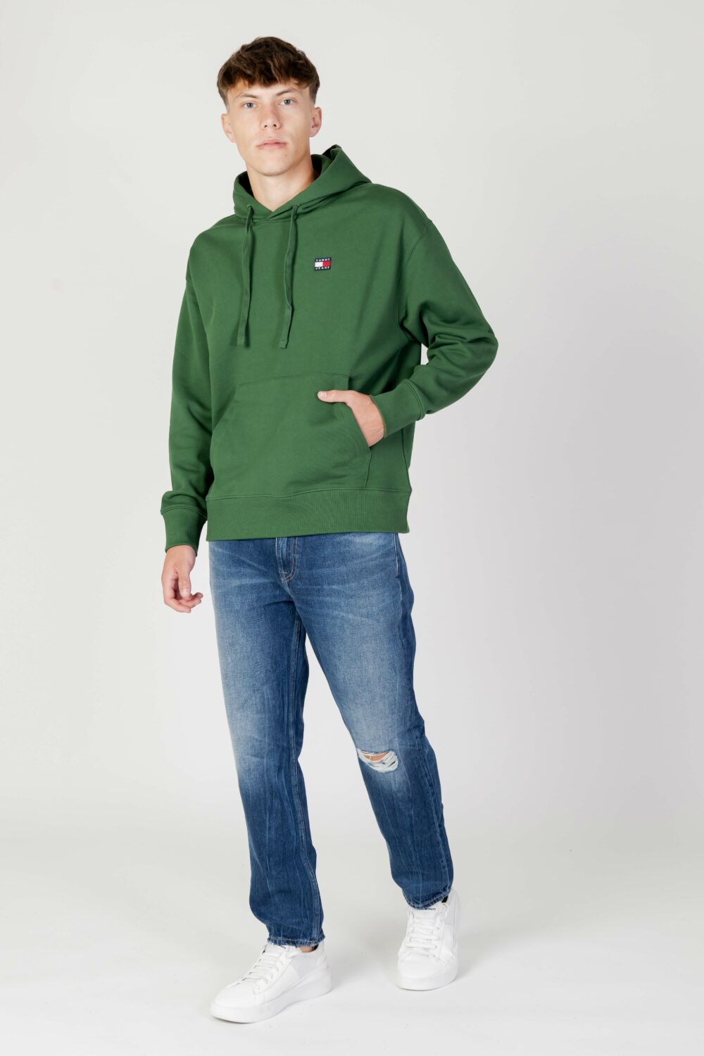 Felpa con cappuccio Tommy Hilfiger Jeans tjm rlx xs badge hoo Verde Scuro - Foto 2