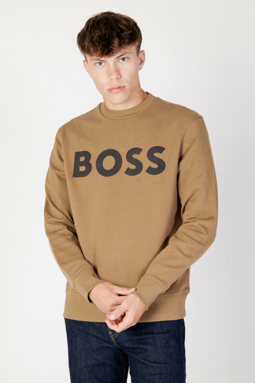 Felpa senza cappuccio Boss we basic crew Marrone - Foto 1