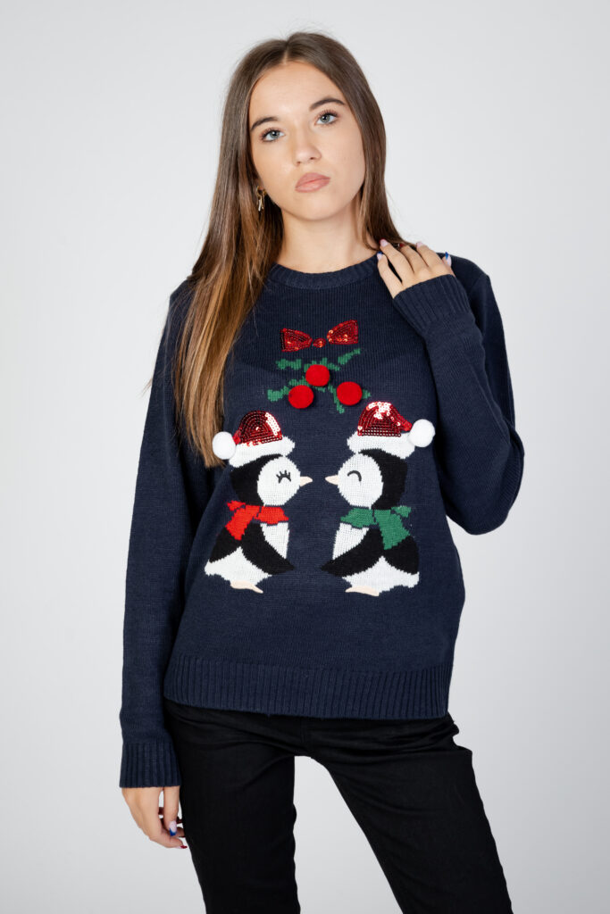 Maglione Only onlxmas kiss ls oneck knt Blue scuro