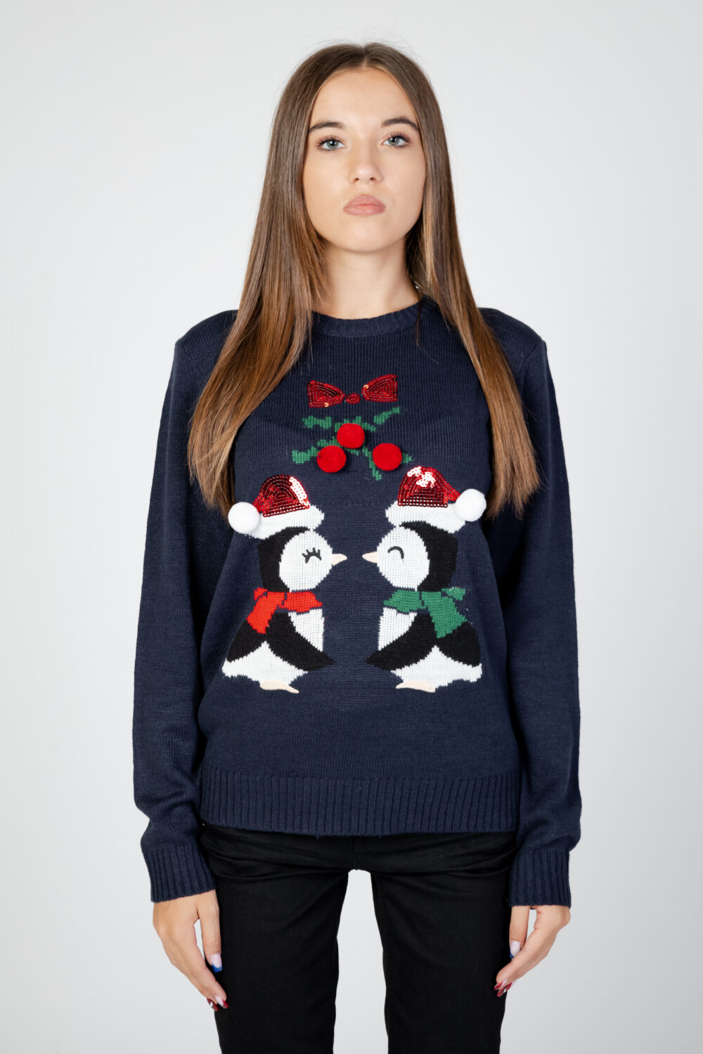 Maglione Only onlxmas kiss ls oneck knt Blue scuro - Foto 5