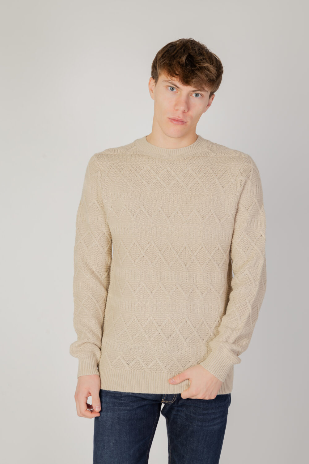 Maglione Only & Sons onswade reg 5 struc crew neck knit Beige - Foto 1