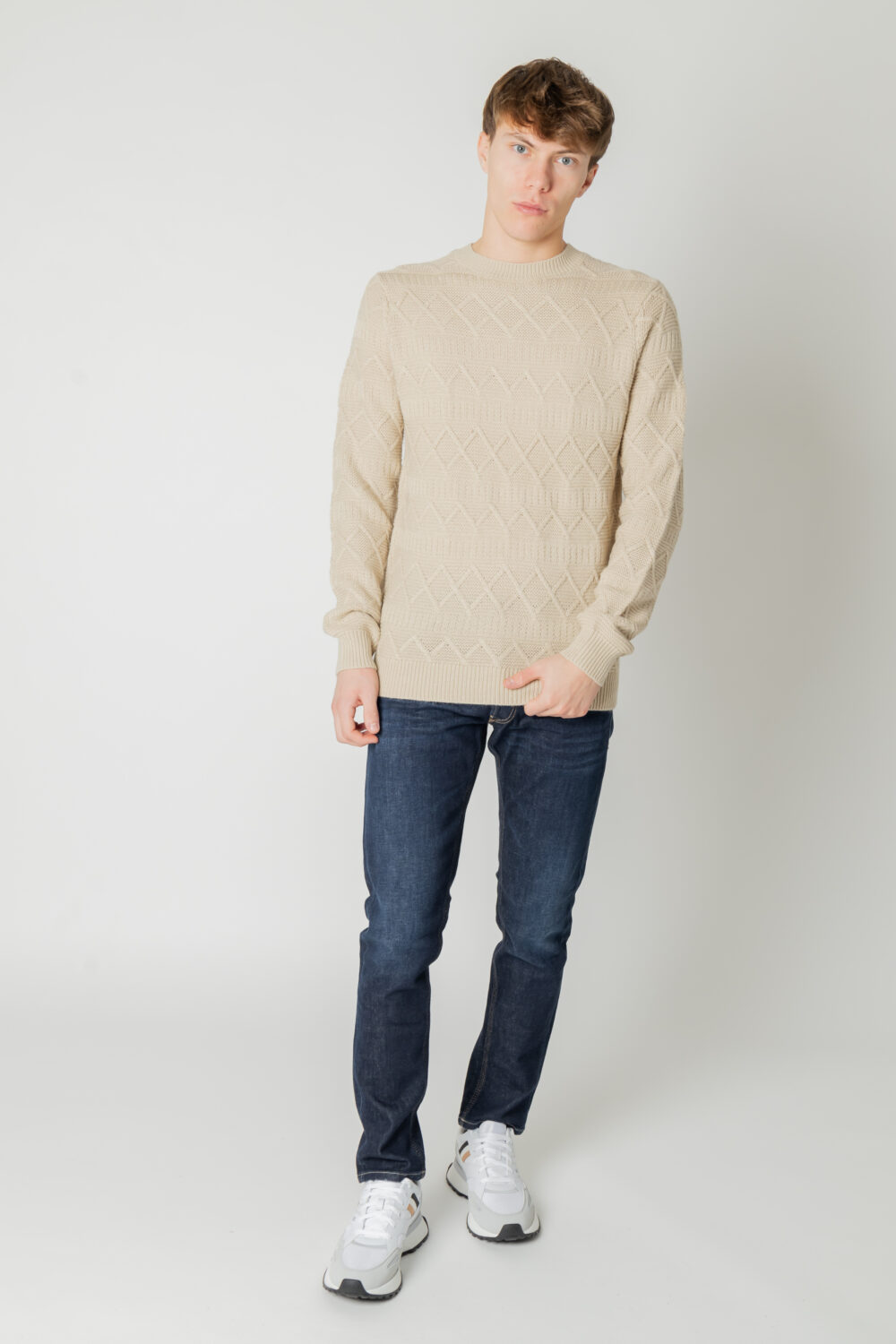 Maglione Only & Sons onswade reg 5 struc crew neck knit Beige - Foto 5