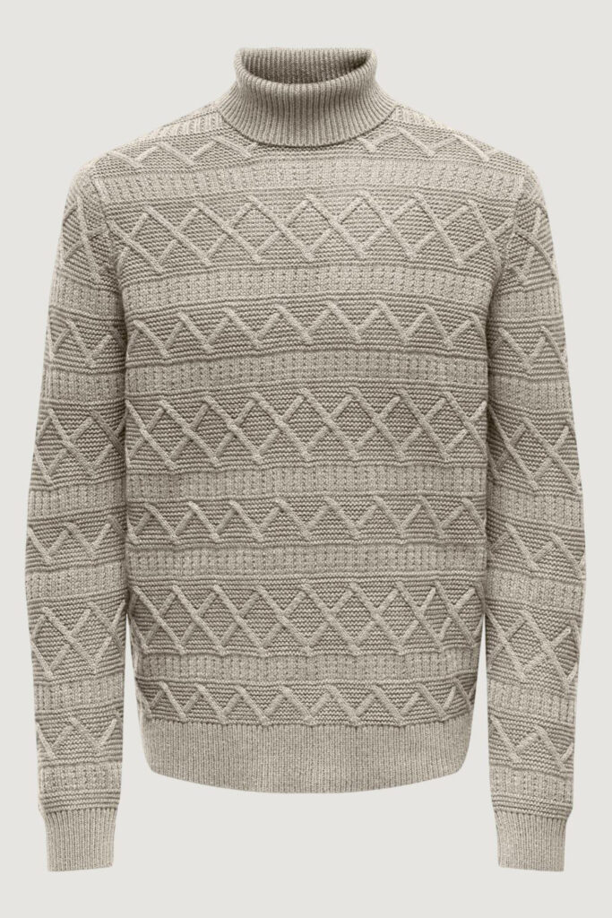 Maglione Only & Sons onswade reg 5 struc roll neck knit Beige