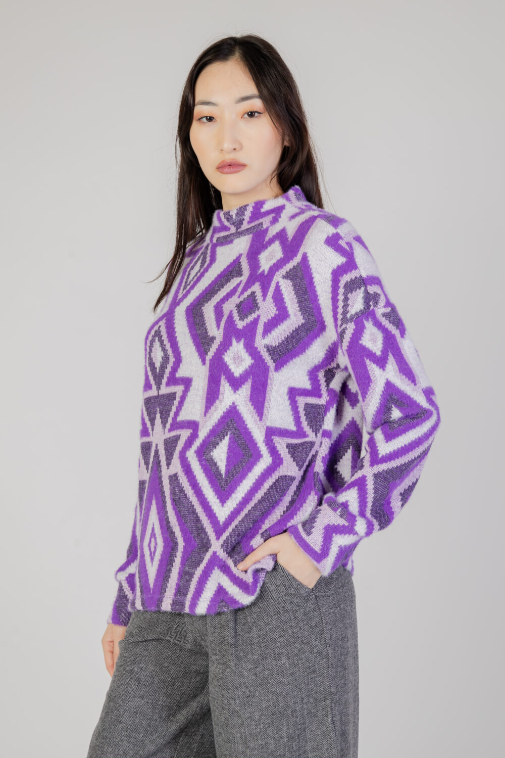 Maglione Street One fluffy dessin turtle Viola - Foto 5