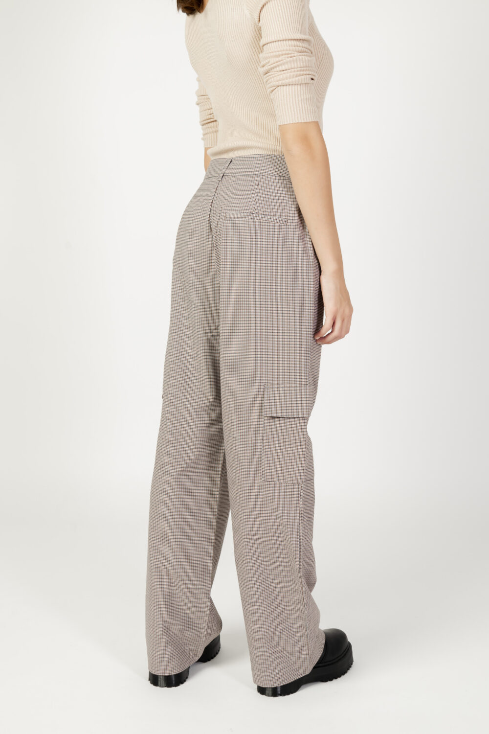 Pantaloni a sigaretta Only onljoss hw straight cargo check pant tlr Beige chiaro - Foto 3