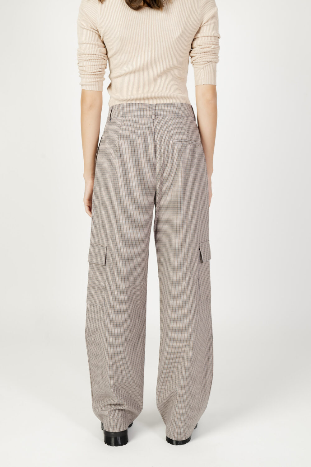 Pantaloni a sigaretta Only onljoss hw straight cargo check pant tlr Beige chiaro - Foto 8