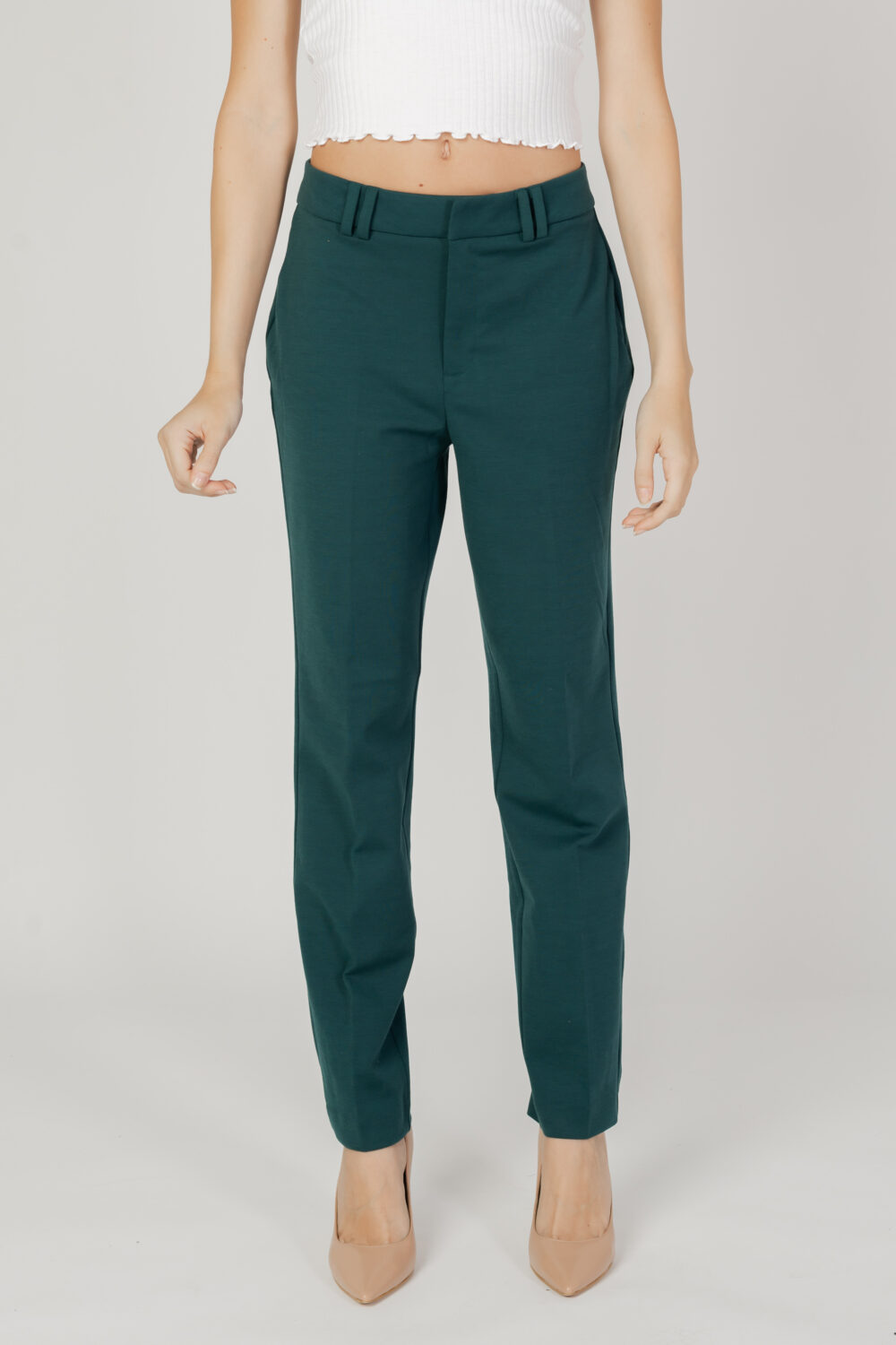 Pantaloni a sigaretta Only onlpeach mw cigarette ank pant tlr noos Verde - Foto 1