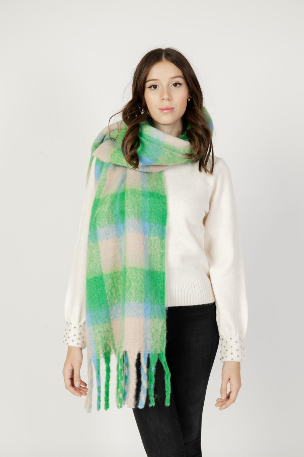 Sciarpa Only onlmia check scarf cc Verde - Foto 3