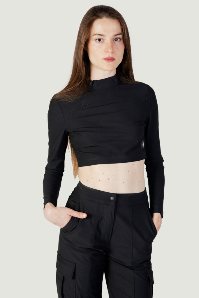 Top Calvin Klein Jeans technical knit mock Nero