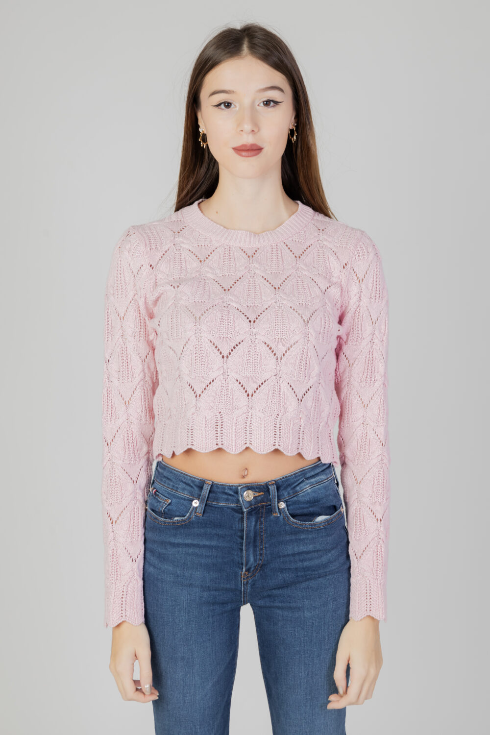 Maglione Only onlviva life ls crop o-neck cc knt Rosa - Foto 6