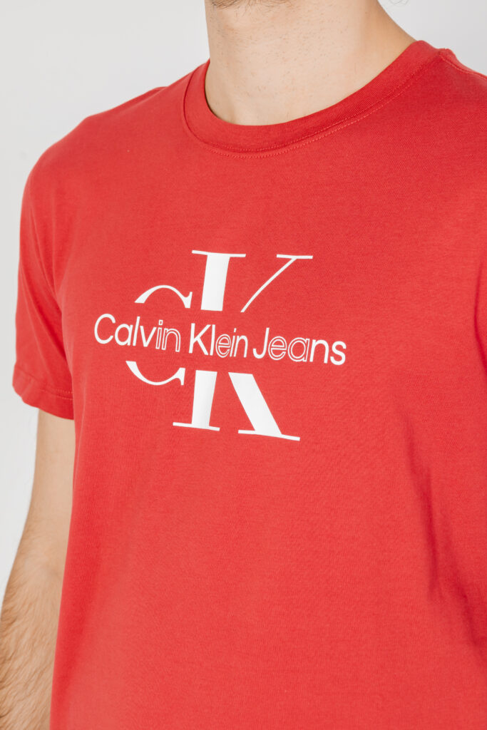 T-shirt Calvin Klein Jeans disrupted outline Rosso