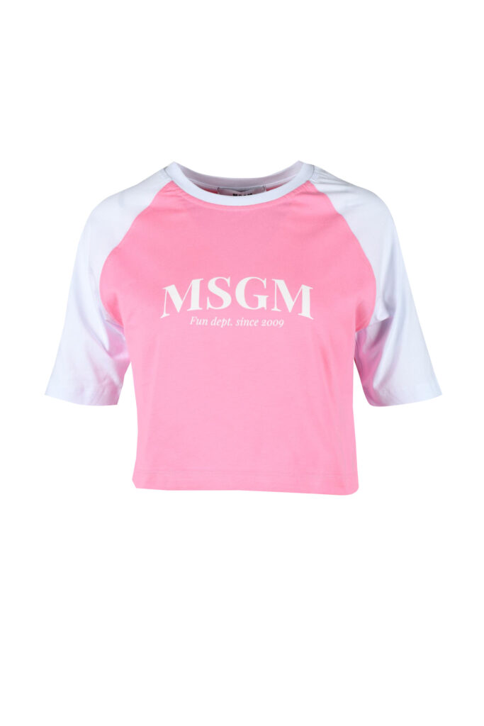 T-shirt MSGM  Rosa – Bianco