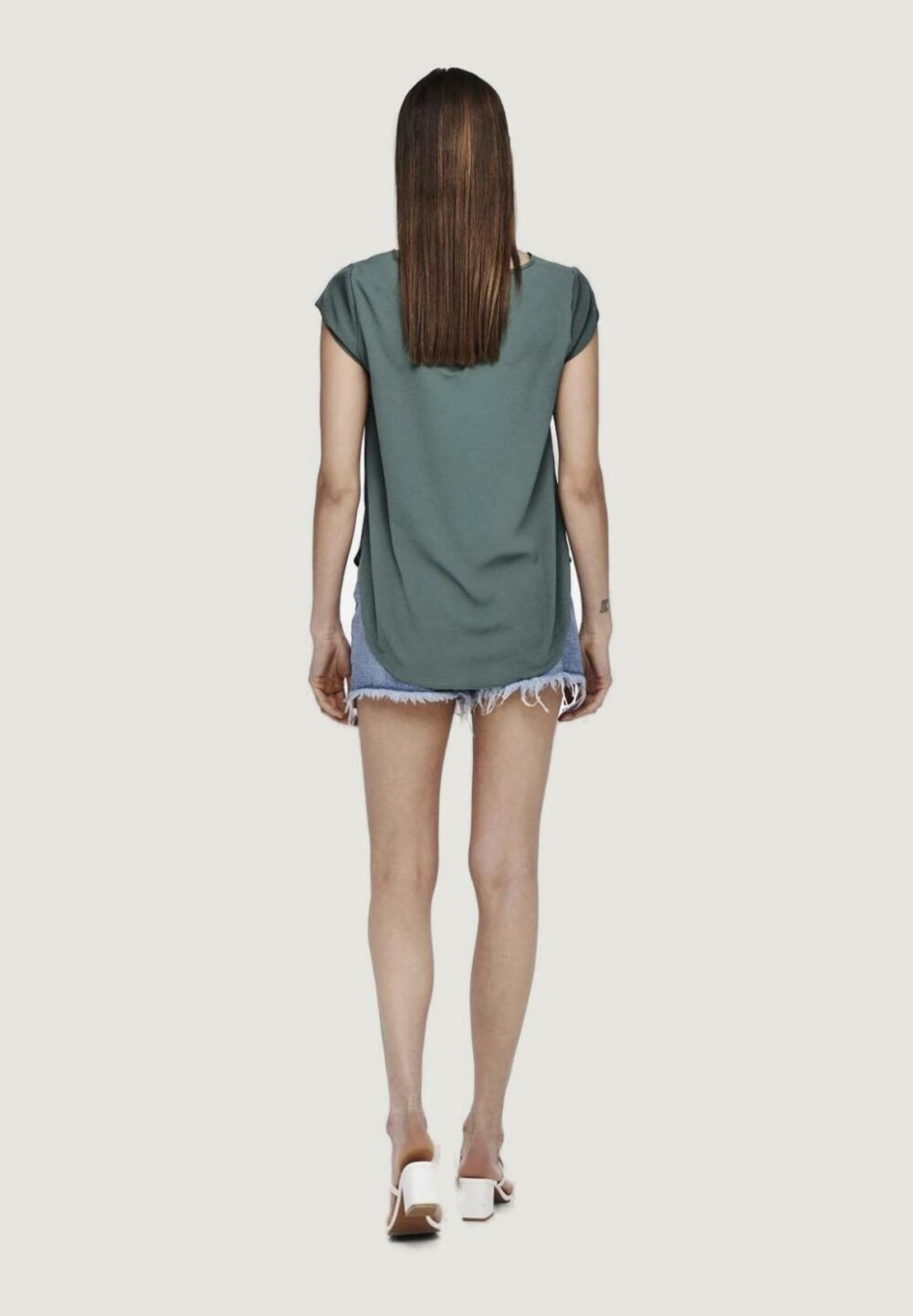 Blusa manica corta Only onlvic s/s solid top noos ptm Verde - Foto 3