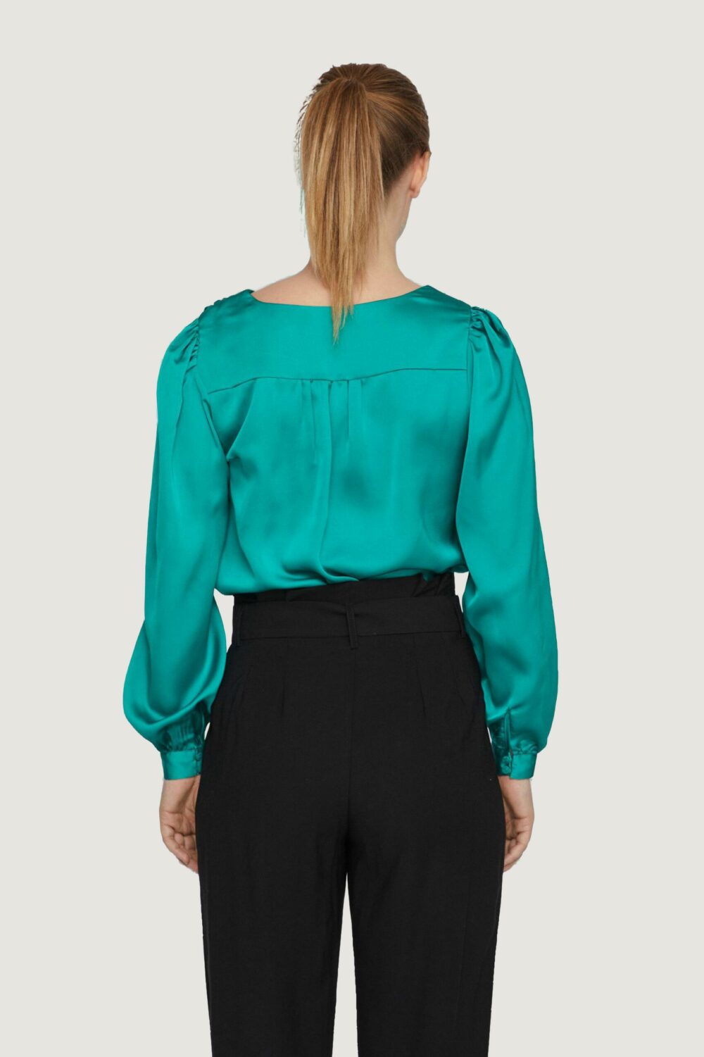Bluse manica lunga Vila Clothes viellette v-neck - noos Verde - Foto 3
