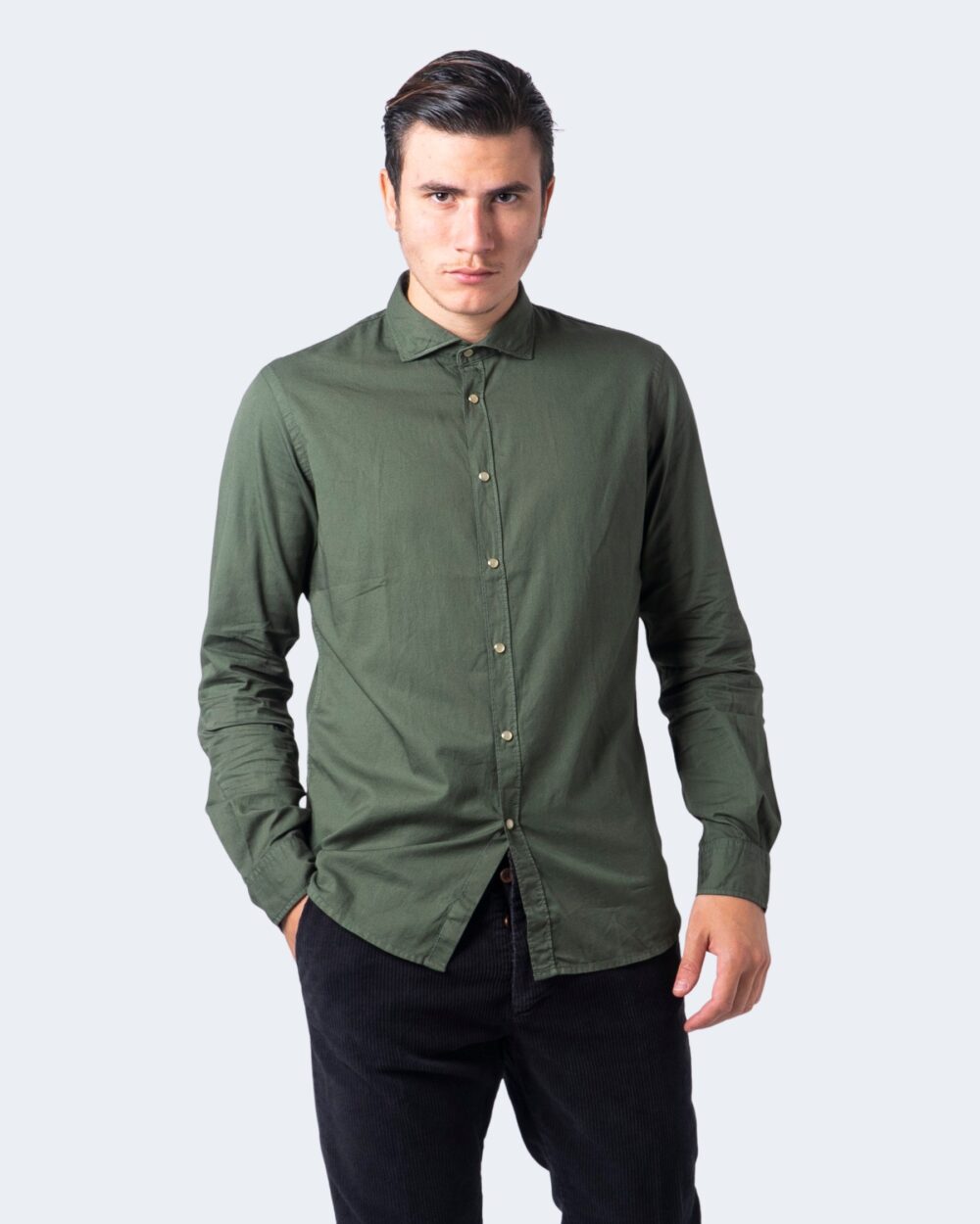 Camicia manica lunga Idra bottone automatico Verde Oliva - Foto 1