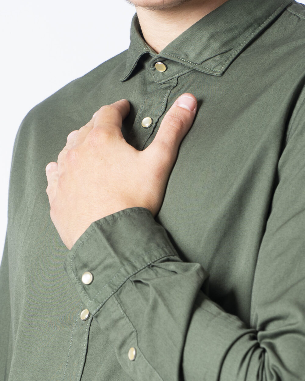 Camicia manica lunga Idra bottone automatico Verde Oliva - Foto 3