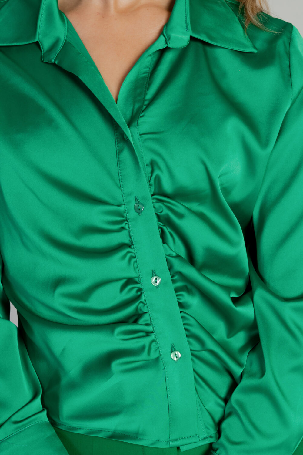 Camicia manica lunga Ashforus tinta unita Verde - Foto 2