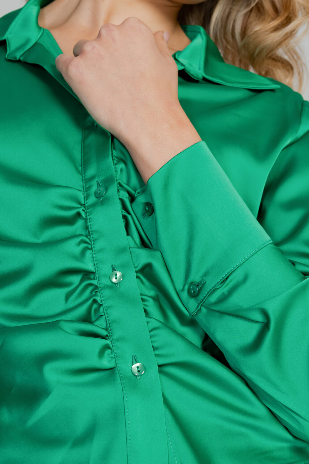 Camicia manica lunga Ashforus tinta unita Verde - Foto 3