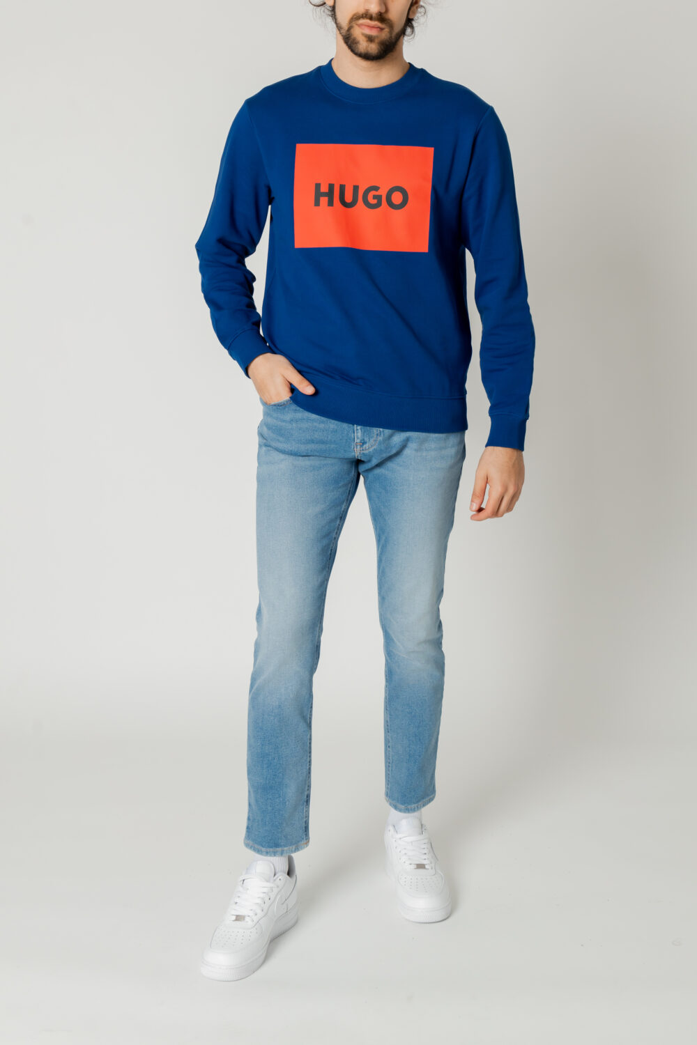 Felpa senza cappuccio Hugo jersey duragol 222 Blu - Foto 4