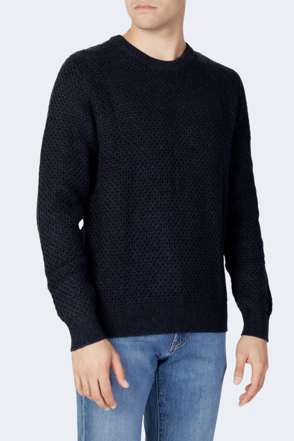 Maglione Selected slhoctavian ls honeycomb crew neck w Blu - Foto 1