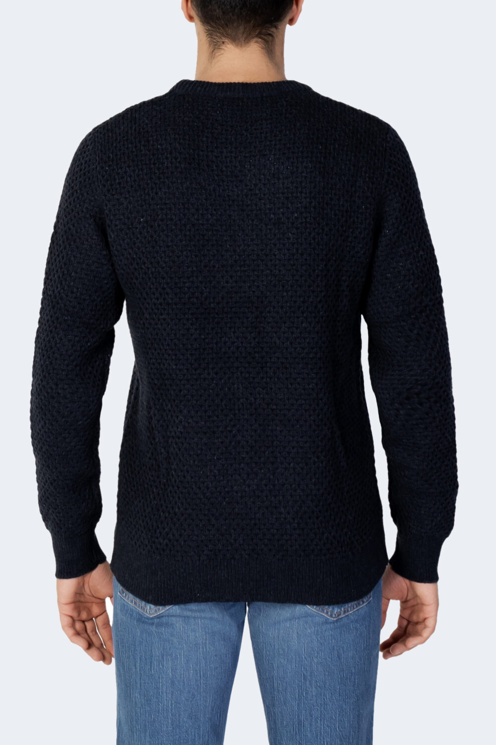 Maglione Selected slhoctavian ls honeycomb crew neck w Blu - Foto 4