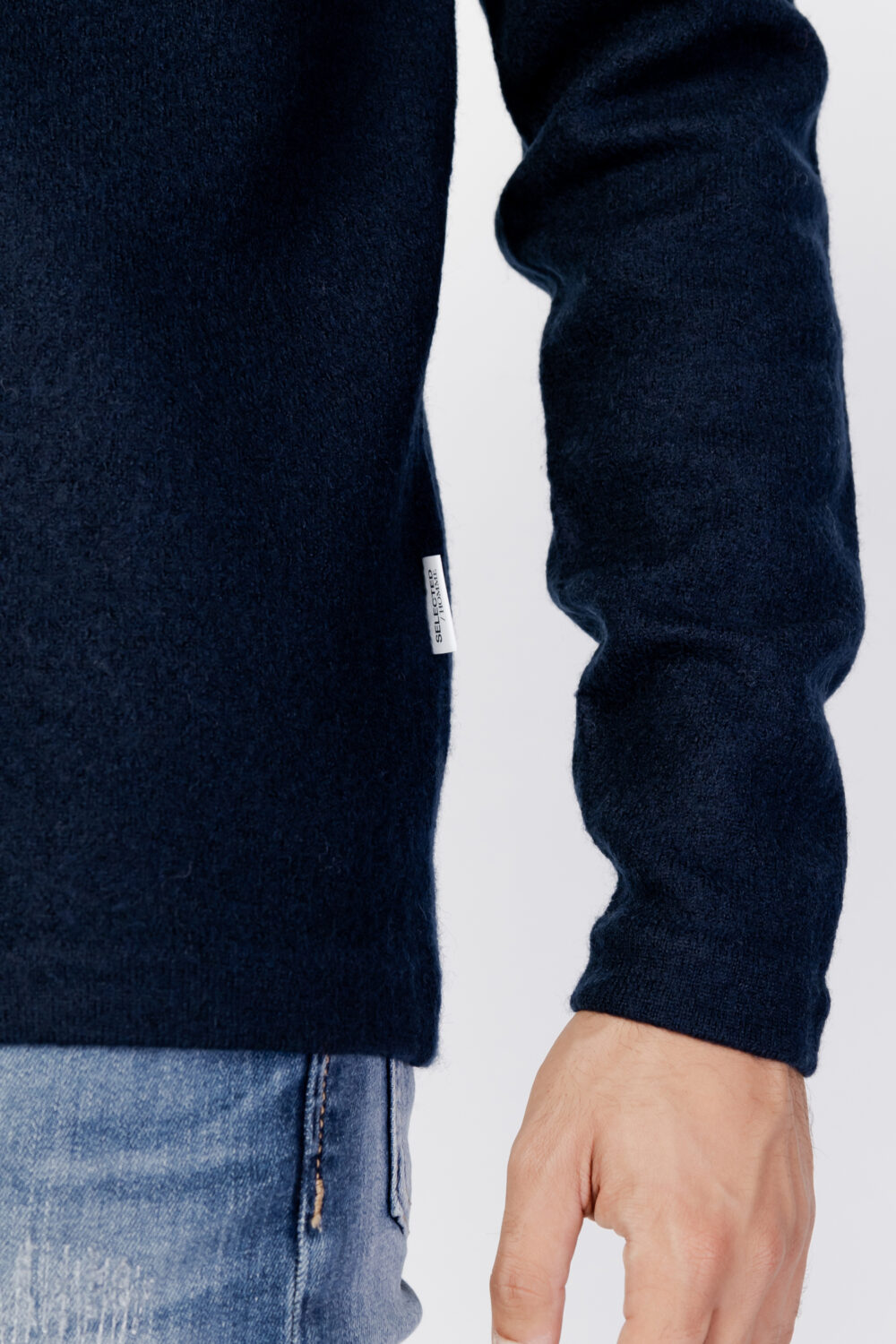 Maglia Selected slhbelo ls knit crew neck w Blue scuro - Foto 3