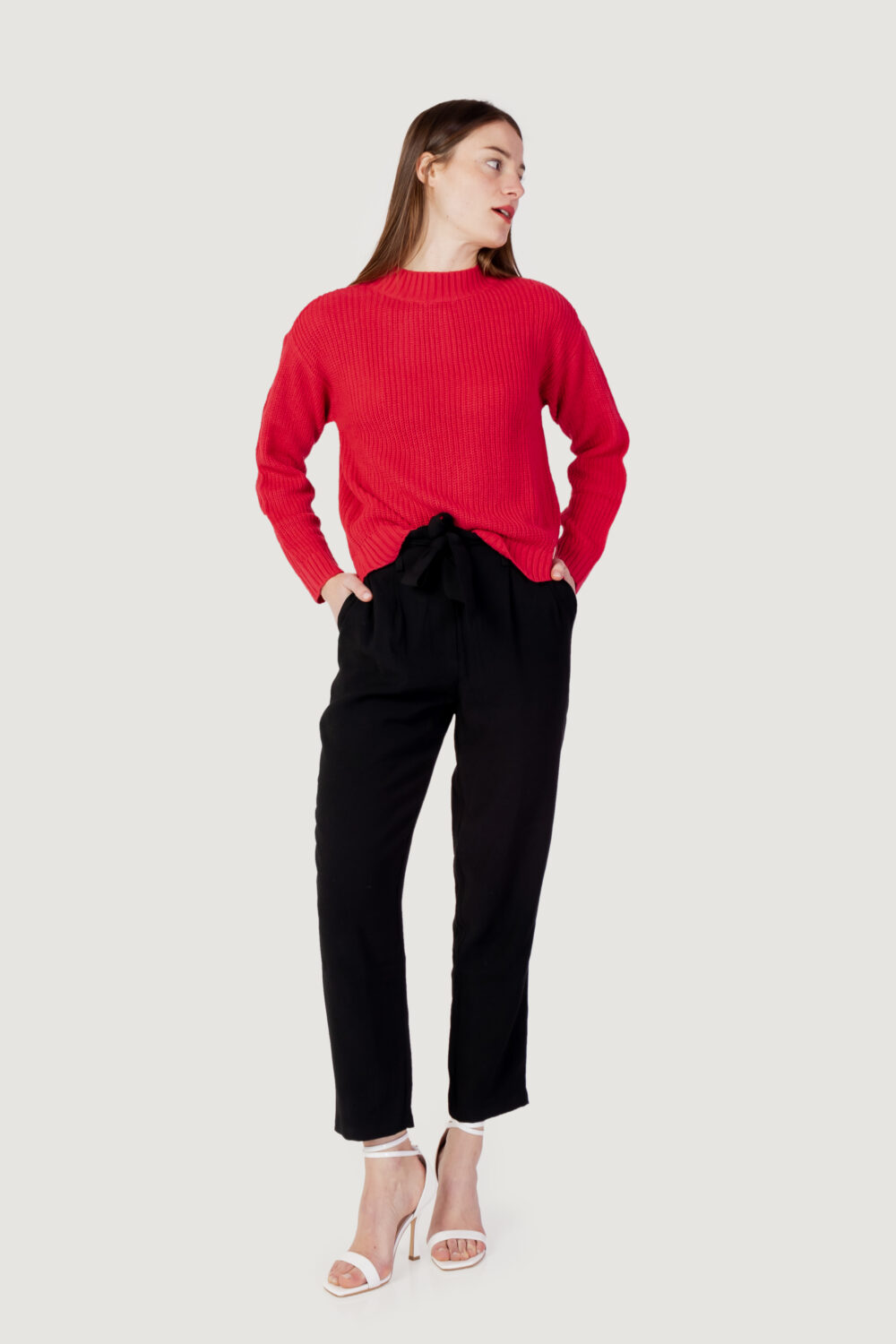 Maglione Jacqueline de Yong jdyjusty l/s scallop edge pullover knt Rosso - Foto 3