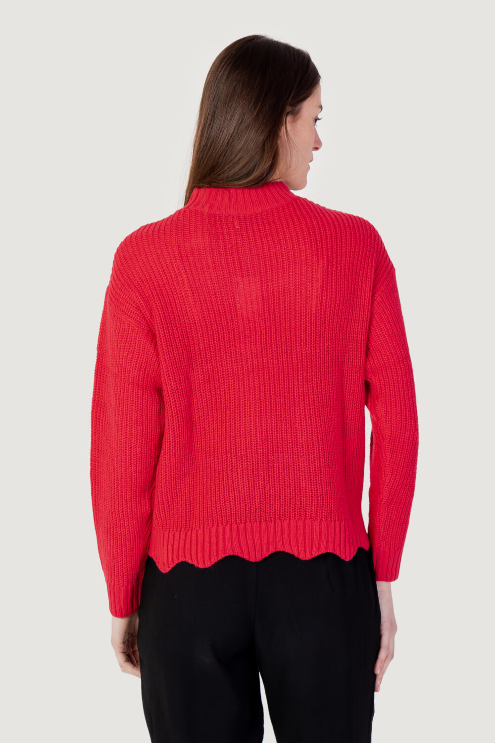 Maglione Jacqueline de Yong jdyjusty l/s scallop edge pullover knt Rosso - Foto 4
