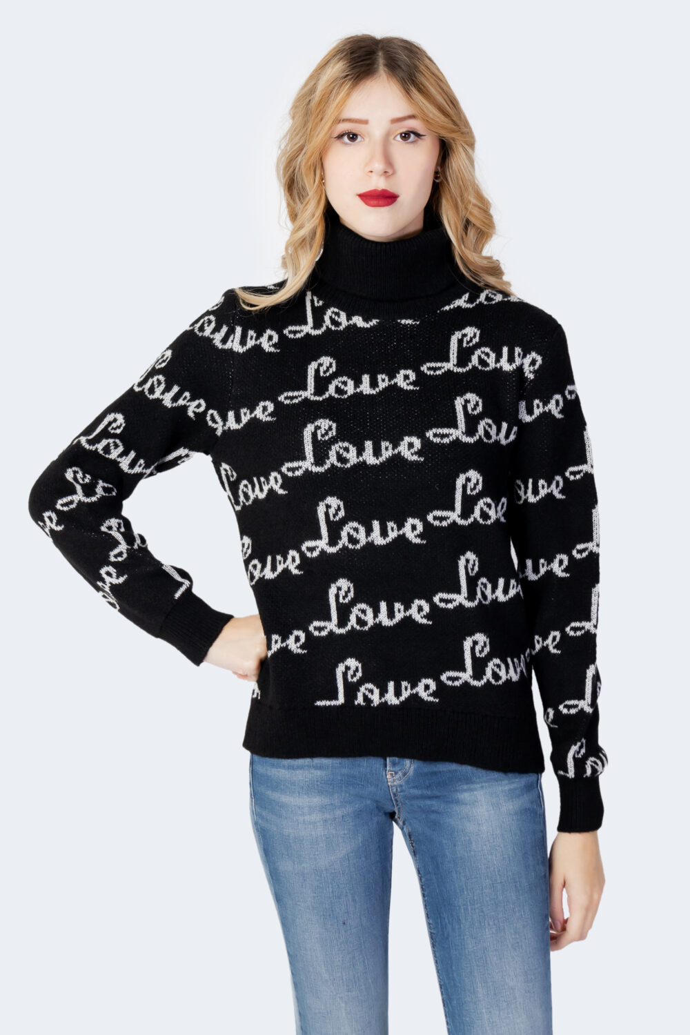 Maglione Only jade text highneck pullover knt Nero - Foto 1