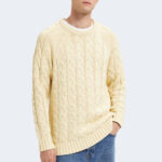 Maglione Selected slhbill ls knit cable crew neck w - 16086658 Panna - Foto 1