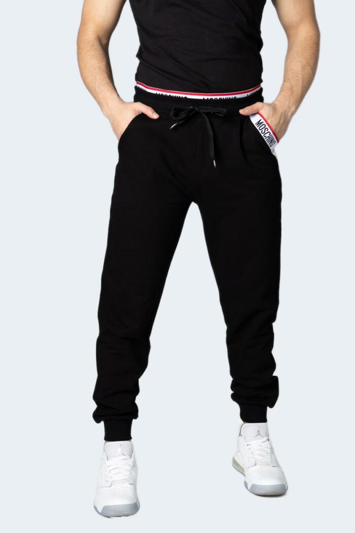Pantaloni sportivi Moschino Underwear stretch fleece Nero