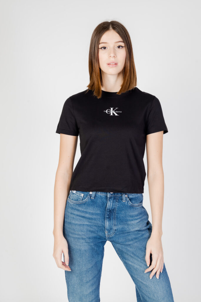 T-shirt Calvin Klein Jeans monologo baby Nero