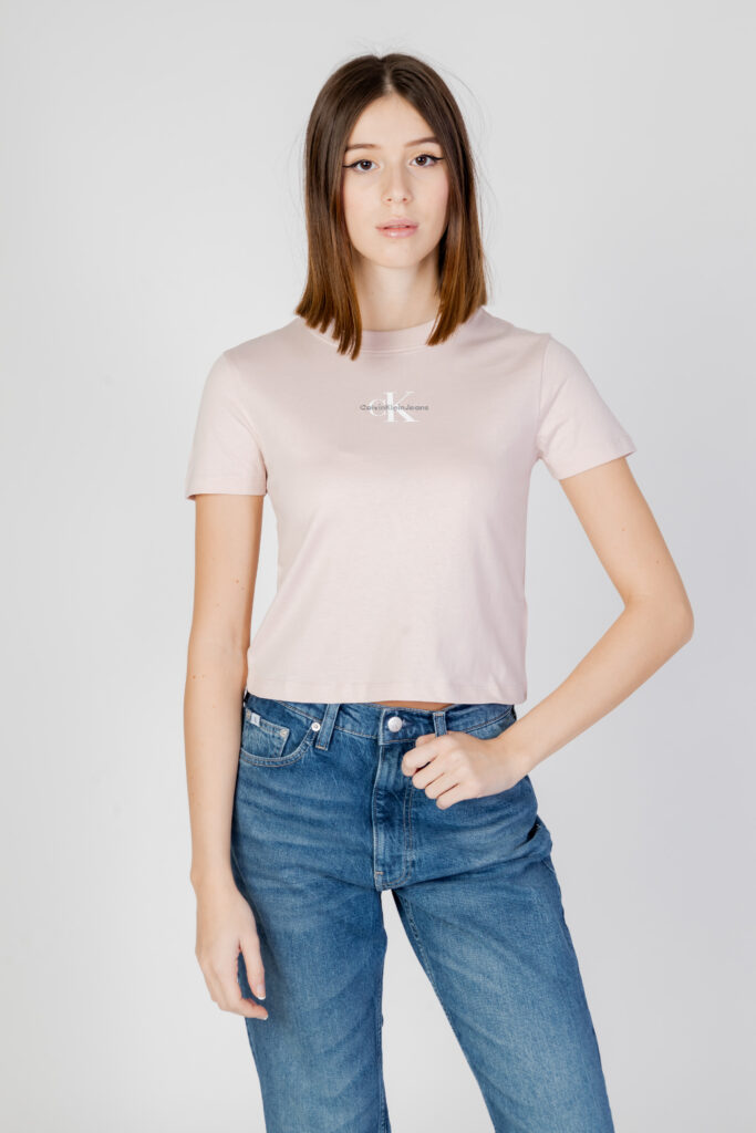 T-shirt Calvin Klein Jeans monologo baby Rosa