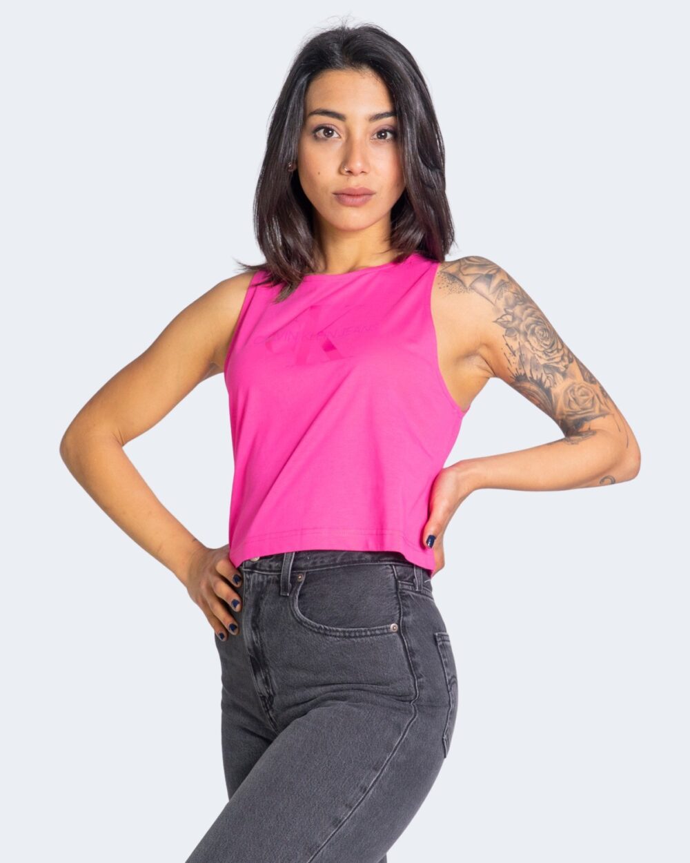 Canotta Calvin Klein Jeans tonal monogram Rosa - Foto 1