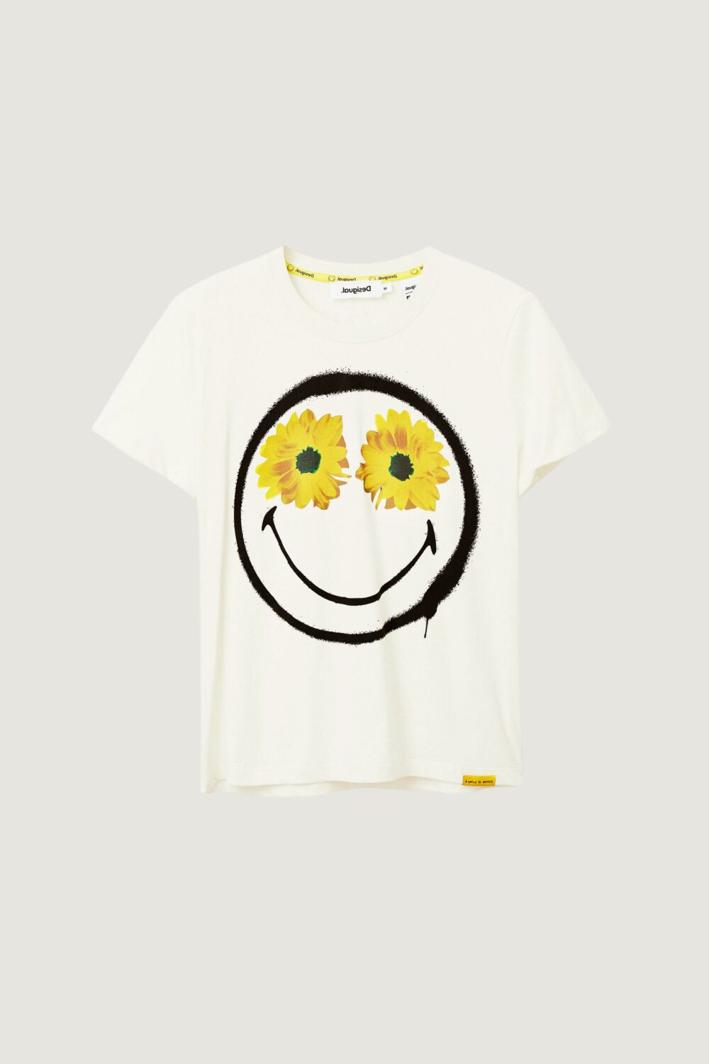 T-shirt Desigual ts margarita smiley Bianco - Foto 2