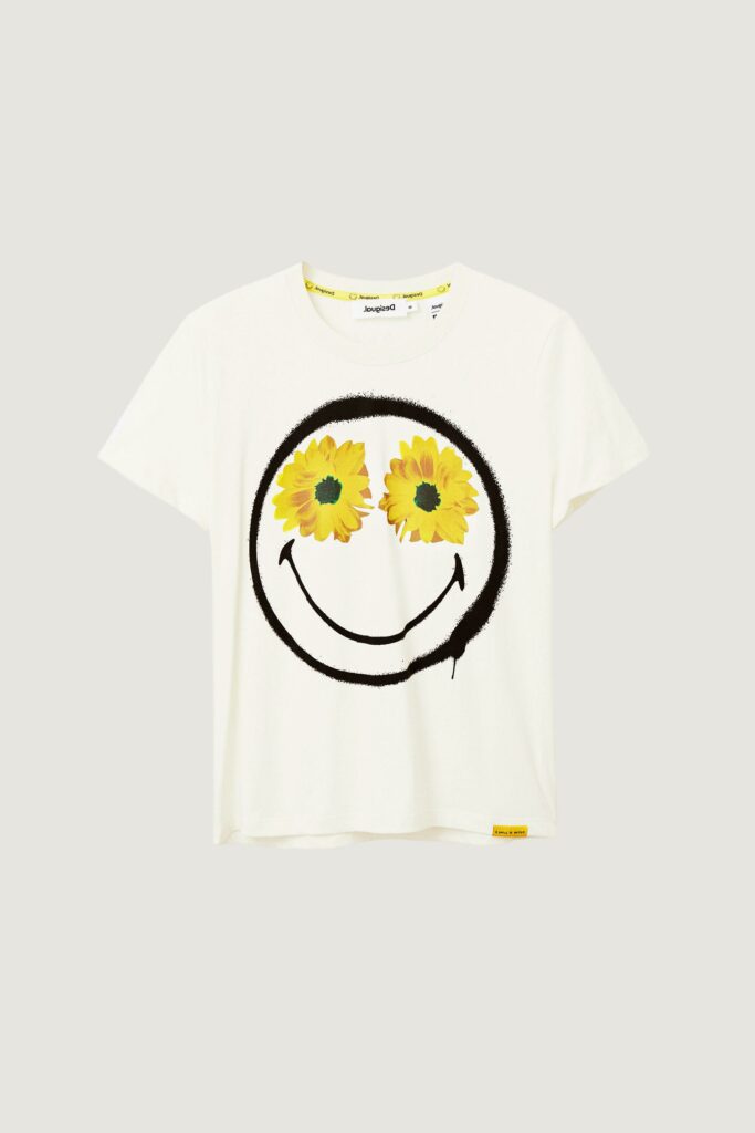 T-shirt Desigual ts margarita smiley Bianco