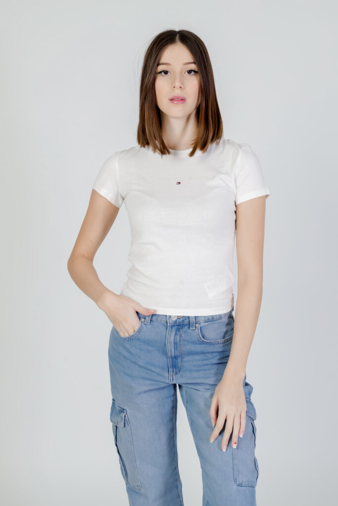 T-shirt Tommy Hilfiger Jeans slim tonal linea Panna