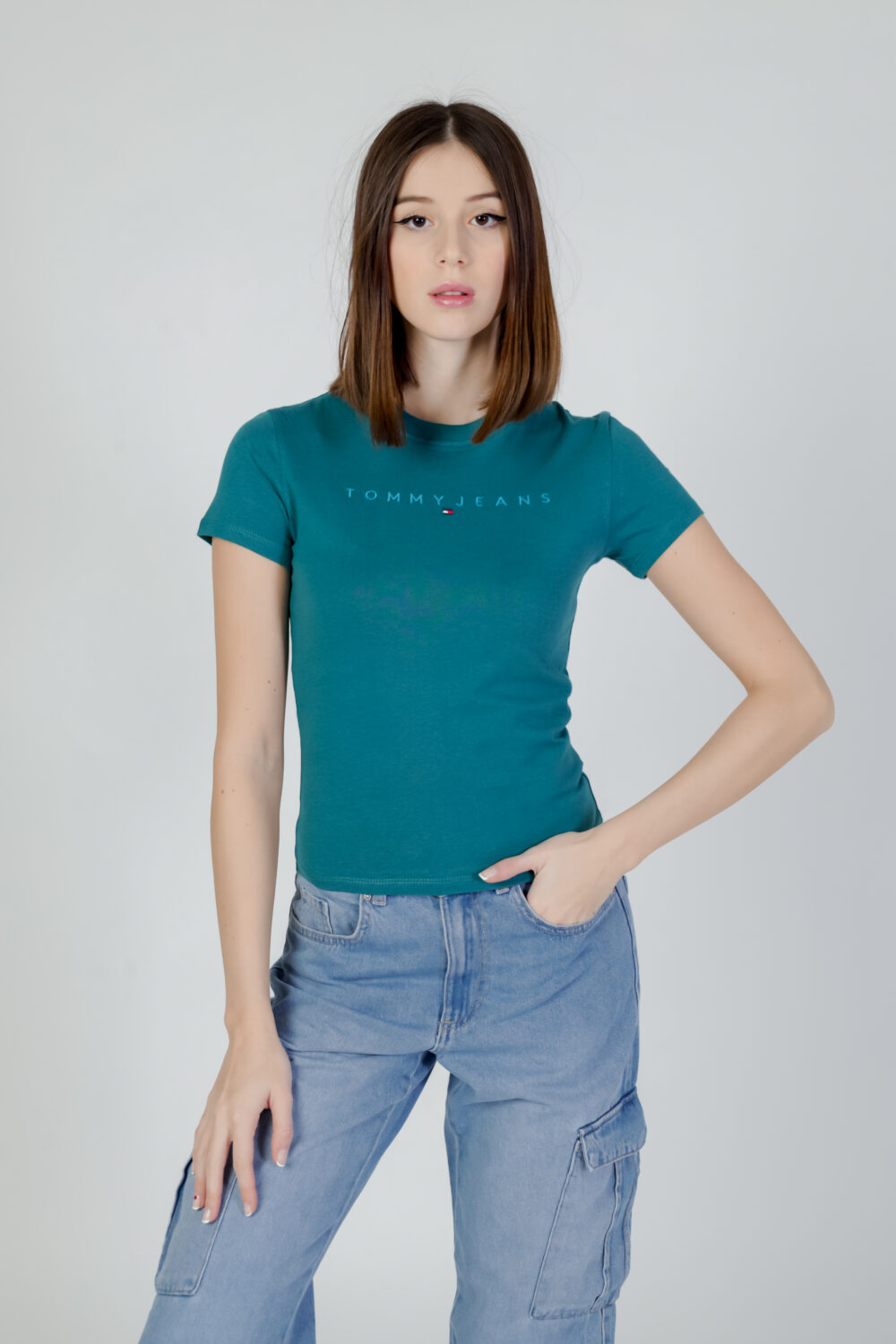 T-shirt Tommy Hilfiger Jeans slim tonal linea Verde Scuro - Foto 1