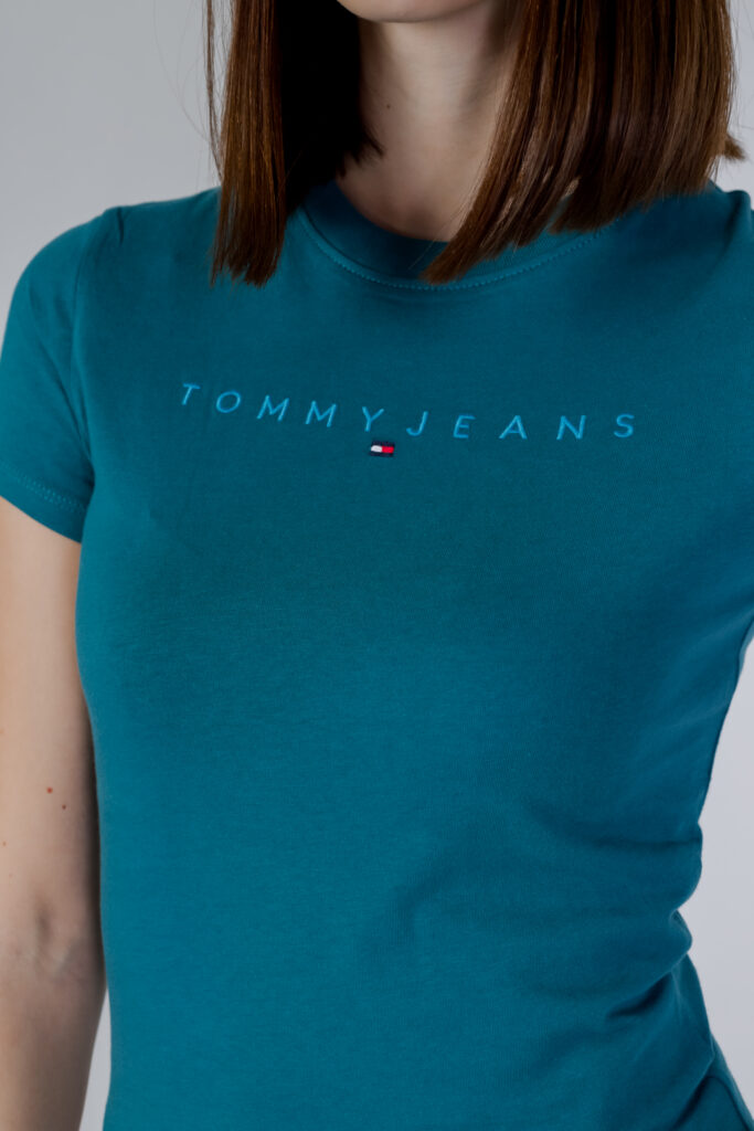 T-shirt Tommy Hilfiger Jeans slim tonal linea Verde Scuro