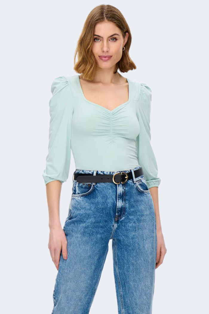 T-shirt manica lunga Only noos – onlmeya 3/4 top solid jrs Verde ice